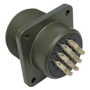 Panel Mount Receptacle for 14 Pin Miller TIG Foot Pedals RFCS-14 and C810-1425, Miller 143976, sockets, solder cups, Amphenol 3102A-20-27S – Back view of solder cups